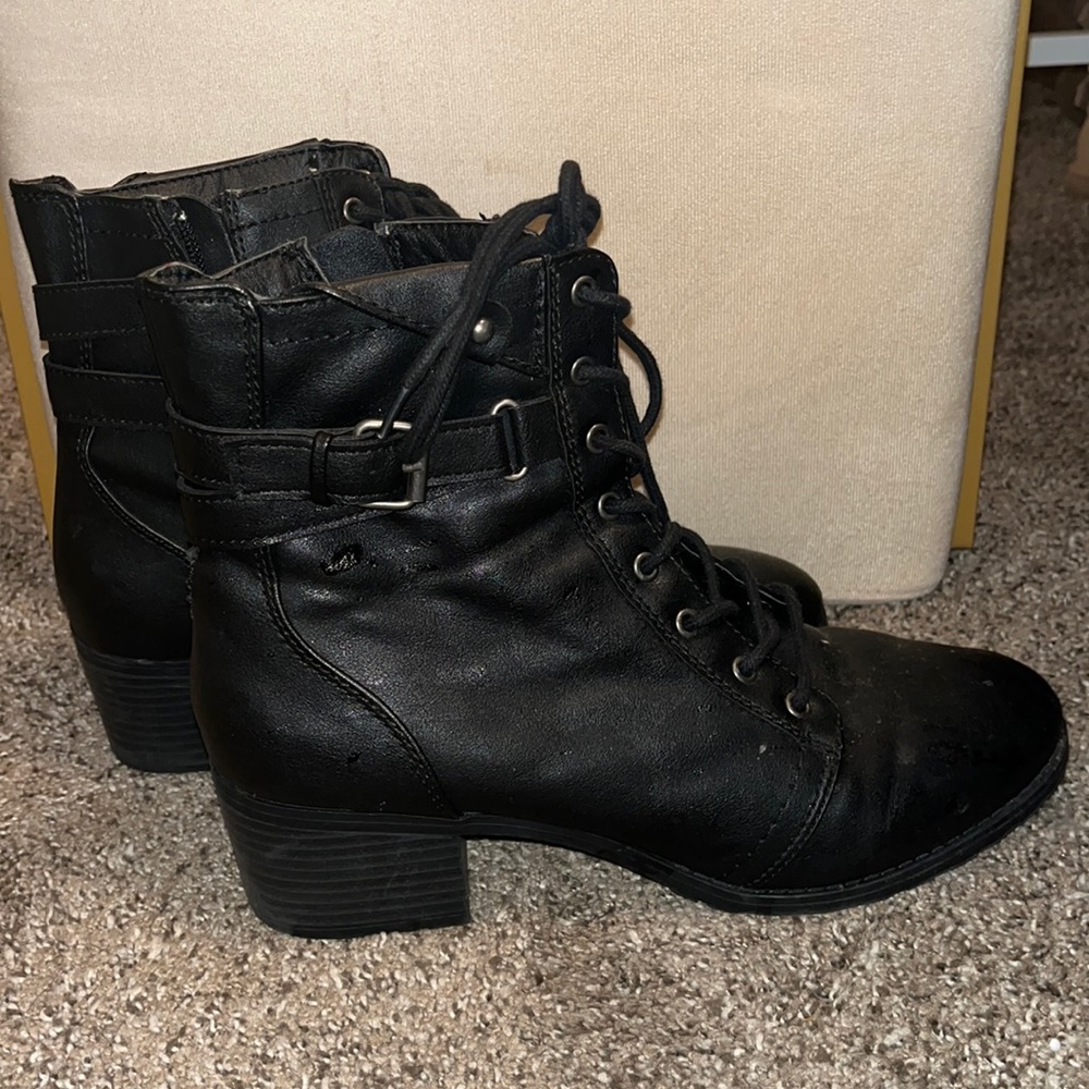 Black Heeled Combat Boots